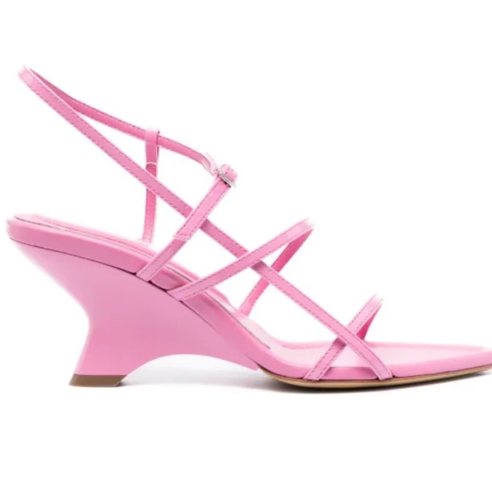 GIA BORGHINI GIA26 GIA 26 Pink leather sculpted wedge heel Women's Sandals 6 NWT